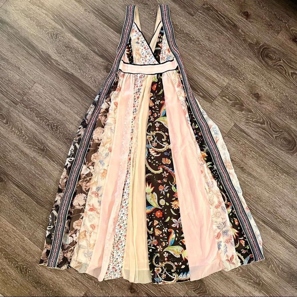 Altar'd State Pink Floral Patchwork Maxi Dress